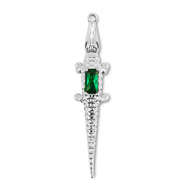 Metal TQ lat&oacute;n colgante cocodrilo Plateado-verde oscuro