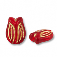 Abalorios acr&iacute;licos tulip&aacute;n Rojo-dorado