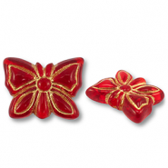 Abalorios acr&iacute;licos mariposa Rojo-dorado