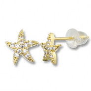 Metal TQ latón pendiente estrella de mar Dorado-transparente