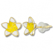 Metal TQ lat&oacute;n pendiente flor Dorado-amarillo-blanco