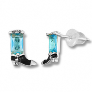 Metal TQ lat&oacute;n pendiente bota vaqueras Plateado-azul claro
