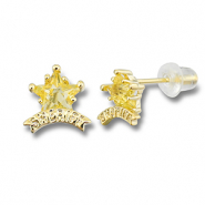 Metal TQ lat&oacute;n pendiente estrella de sheriff Dorado-amarillo