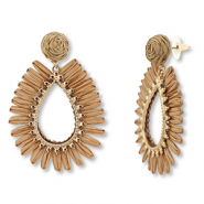 Pendientes rafia trendy gota Marrón-marrón claro-dorado