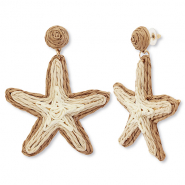 Pendientes rafia trendy estrella de mar Beige-marrón claro-dorado
