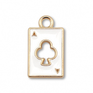 Colgantes met&aacute;licos esmalte carta Dorado-blanco