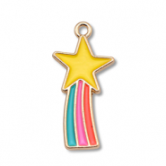 Colgantes met&aacute;licos esmalte estrella Dorado-multicolor