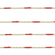 Fornituras Acero Inox cadena jasseron con barra Dorado-rojo