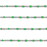 Fornituras Acero Inox cadena jasseron 1mm Plateado-verde