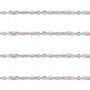 Fornituras Acero Inox cadena jasseron 1mm Plateado-rosa claro