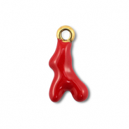 Colgantes Acero Inox coral Dorado-rojo