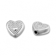 Abalorios Acero Inox coraz&oacute;n Plateado