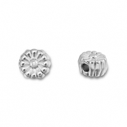 Abalorios Acero Inox flor Plateado