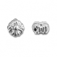 Abalorios Acero Inox flor Plateado