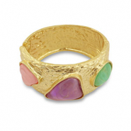 Pulseras llamativas Dorado-rosa-púrpura-turquesa menta