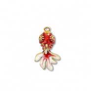 Colgantes de lat&oacute;n Eco-brass&reg; pez Dorado-rojo-blanco