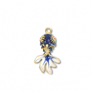Colgantes de lat&oacute;n Eco-brass&reg; pez Dorado-azul oscuro-blanco