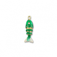 Colgantes de lat&oacute;n Eco-brass&reg; pez Dorado-verde-blanco