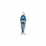 Colgantes de lat&oacute;n Eco-brass&reg; pez Dorado-azul oscuro-blanco