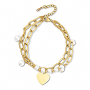 Pulseras Acero Inox corazón Dorado