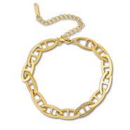 Pulseras Acero Inox con eslabón óvalo Dorado