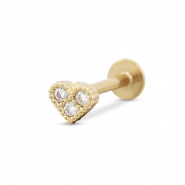 Piercing oreja Acero Inox coraz&oacute;n Dorado