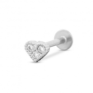 Piercing oreja Acero Inox coraz&oacute;n Plateado