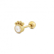 Piercing oreja Acero Inox redondos con bolas Dorado