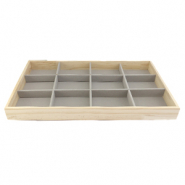 Expositor de joyer&iacute;a 12-compartimentos natural-gris