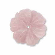 Piedras Naturales abalorios Cuarzo Rosa flor Rosa claro