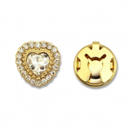 Cubrebotones de latón Eco-brass® zircón corazón Dorado-cristal