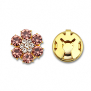 Cubrebotones de latón Eco-brass® zircón flor Dorado-rosa vintage-cristal