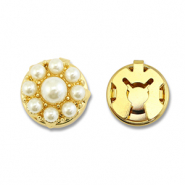 Cubrebotones de latón Eco-brass® perlas Dorado-blanco