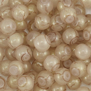 Abalorios de vidrio con glitter 6 mm Beige-dorado