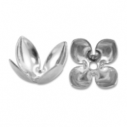 Fornituras Acero Inox tapones de cuentas flor Plateado