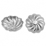 Fornituras Acero Inox tapones de cuentas flor Plateado
