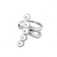 Pendientes ear cuff Acero Inox con imitación de perlas Plateado-blanco
