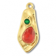 Colgantes met&aacute;licos DQ irregular Dorado (sin n&iacute;quel)-rojo-verde
