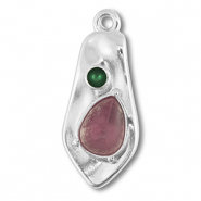 Colgantes met&aacute;licos DQ irregular Plateado vieja (sin n&iacute;quel)-rosa-verde