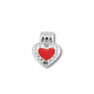 Colgantes met&aacute;licos DQ coraz&oacute;n Plateado vieja (sin n&iacute;quel)-rojo