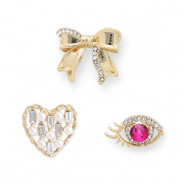Pins ojo / corazón / lazo Dorado-rosa oscuro-blanco