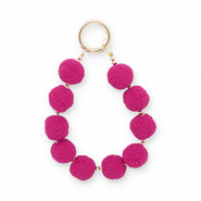 llavero pompón Rosa magenta-dorado