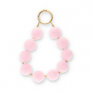 llavero pompón Rosa claro-dorado