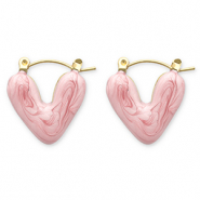Pendientes Acero Inox criolla corazón Dorado-rosado
