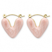 Pendientes Acero Inox criolla corazón Dorado-melocotón rosa