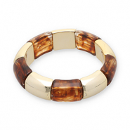 Pulseras de resina Dorado-transparente marrón ámbar