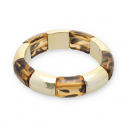 Pulseras de resina con estampado leopardo Dorado-transparente marrón ámbar claro-negro