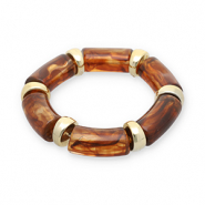 Pulseras de resina Dorado-transparente marrón ámbar