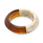 Pulseras bangle de resina Transparente marr&oacute;n &aacute;mbar-blancuzco-beige