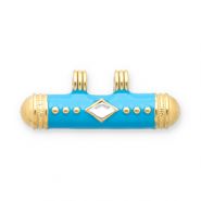 Message bead colgantes Acero Inox Dorado-azul-transparente